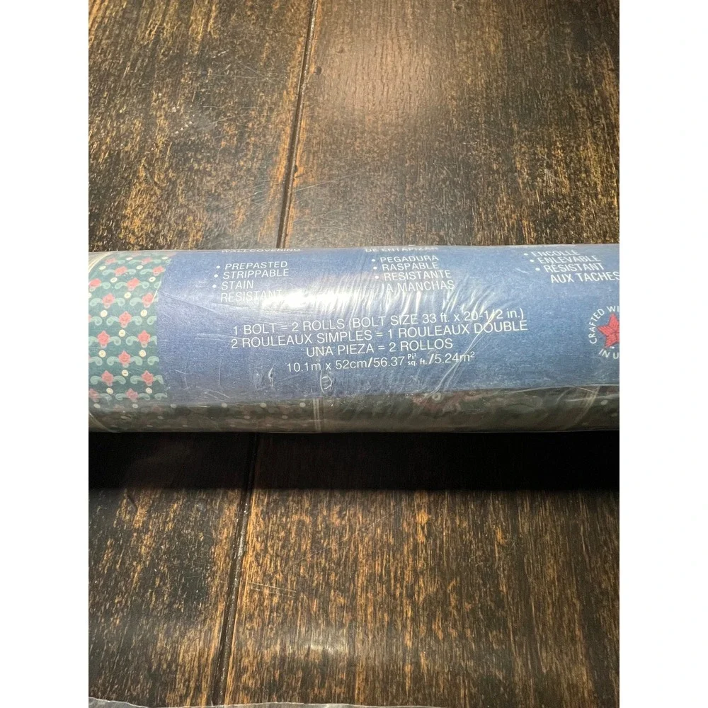 3 Rolls VTG 90s C&A Wallcoverings VT4012 Teal Paisley Floral Wallpaper Bolts NOS